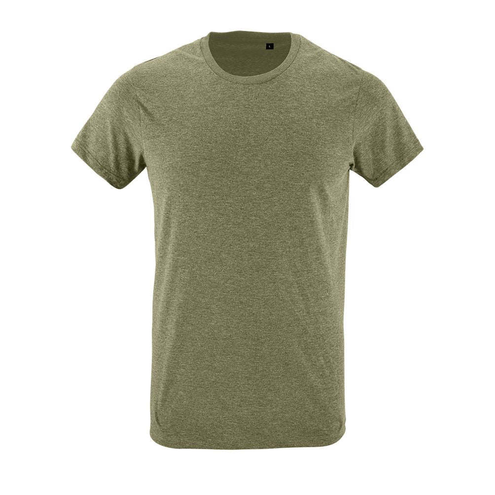 Regent Fit Herren Rundhals T-Shirt Fitted in Farbe Heather khaki