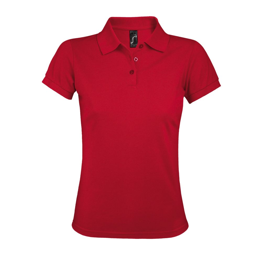 Prime Women Damen Polycotton Poloshirt Kurzarm in Farbe Red