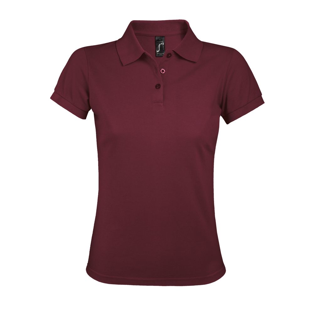 Prime Women Damen Polycotton Poloshirt Kurzarm in Farbe Burgundy