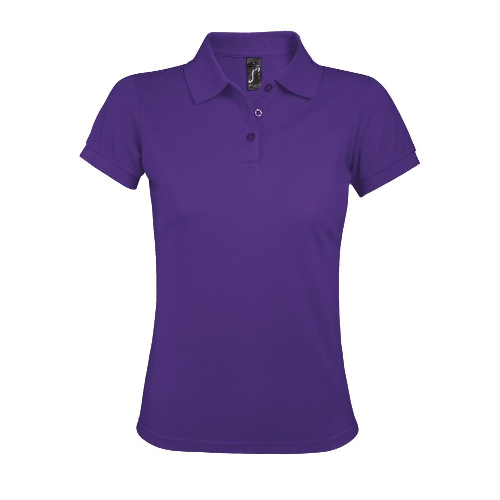 Prime Women Damen Polycotton Poloshirt Kurzarm in Farbe Dark purple
