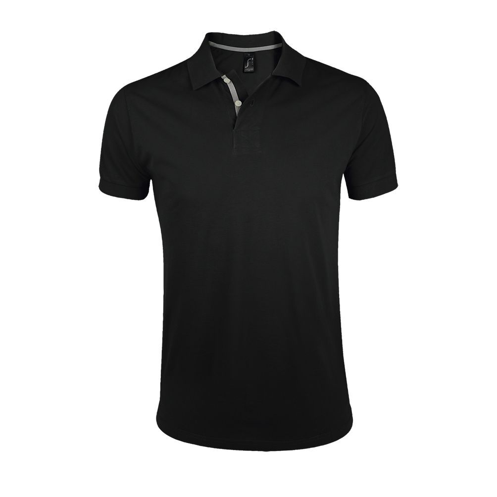 Portland Men Herren Poloshirt Kurzarm in Farbe Black