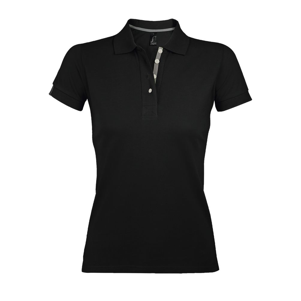 Portland Women Damen Poloshirt Kurzarm in Farbe Black