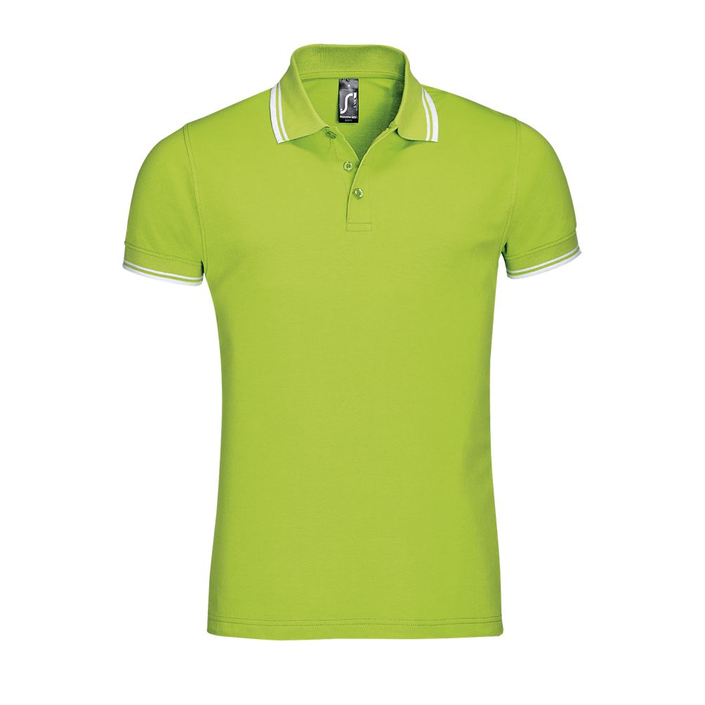 Pasadena Men Herren Poloshirt Kurzarm in Farbe Lime / White