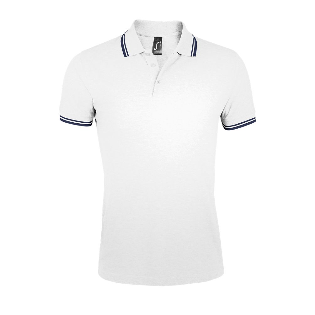 Pasadena Men Herren Poloshirt Kurzarm in Farbe White / Navy