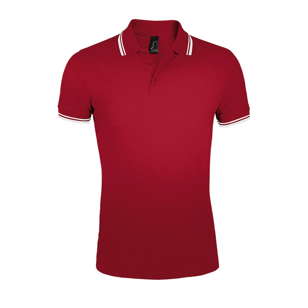 Pasadena Men Herren Poloshirt Kurzarm in Farbe Red / White