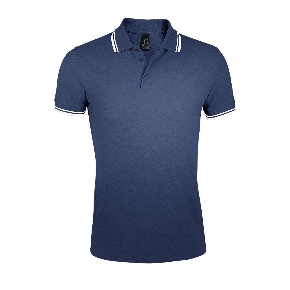 Pasadena Men Herren Poloshirt Kurzarm in Farbe Blu oltremare / Bianco