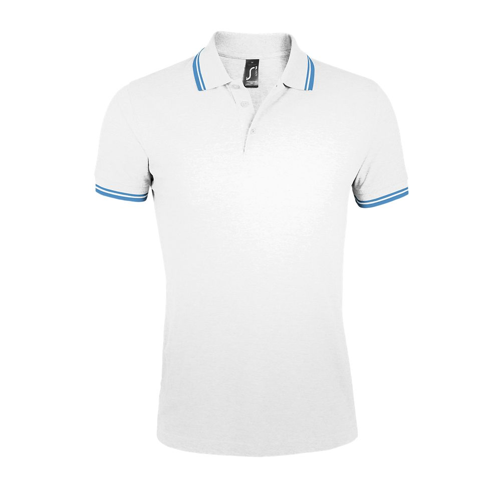 Pasadena Men Herren Poloshirt Kurzarm in Farbe White / Aqua