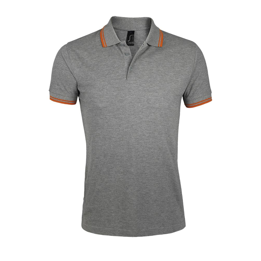 Pasadena Men Herren Poloshirt Kurzarm in Farbe Melange grey / Orange