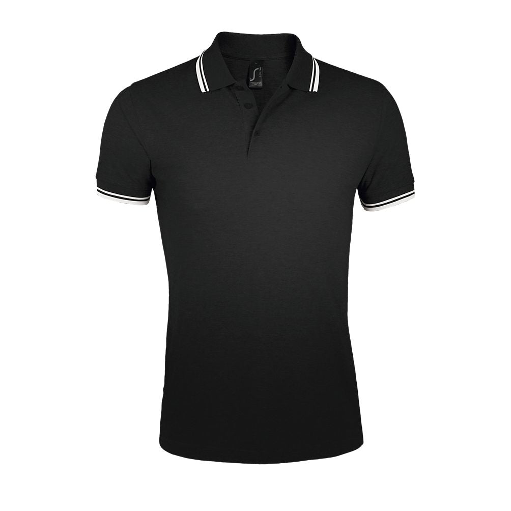 Pasadena Men Herren Poloshirt Kurzarm in Farbe Black / White