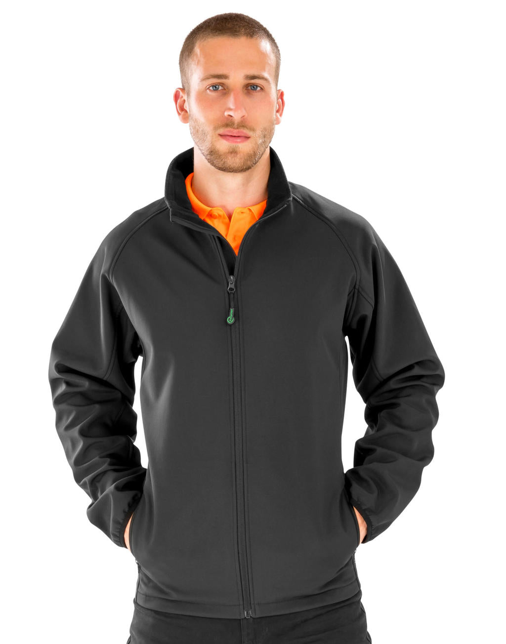  Men's Recycled 2-Layer Printable Softshell Jacket in Farbe Black