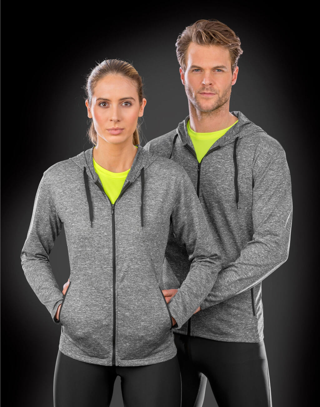  Women's Hooded Tee-Jacket in Farbe Marl Grey