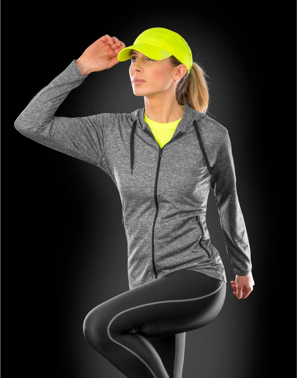  Women's Hooded Tee-Jacket in Farbe Marl Grey