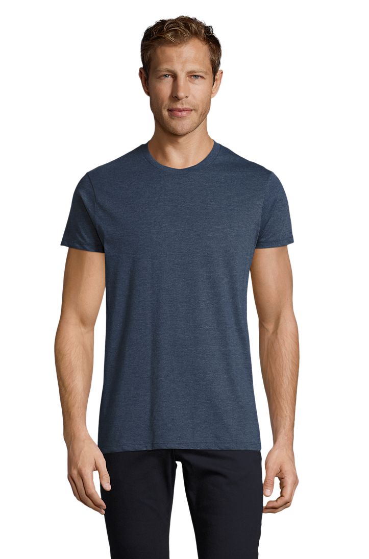 Regent Fit Herren Rundhals T-Shirt Fitted in Farbe Heather denim