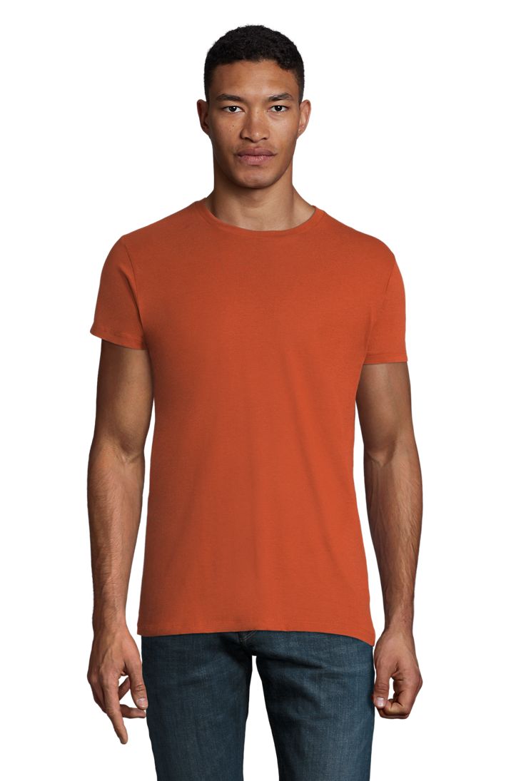 Regent Fit Herren Rundhals T-Shirt Fitted in Farbe Terracotta