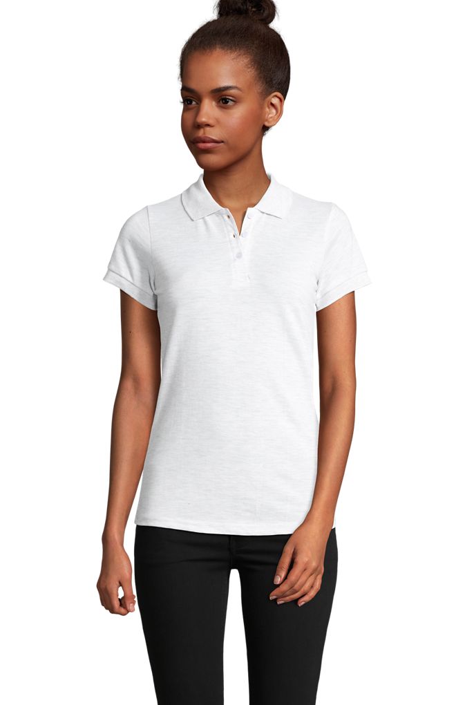 Prime Women Damen Polycotton Poloshirt Kurzarm in Farbe Ash