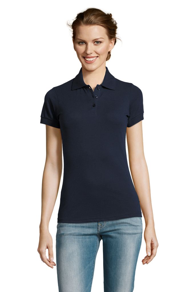Prime Women Damen Polycotton Poloshirt Kurzarm in Farbe French navy