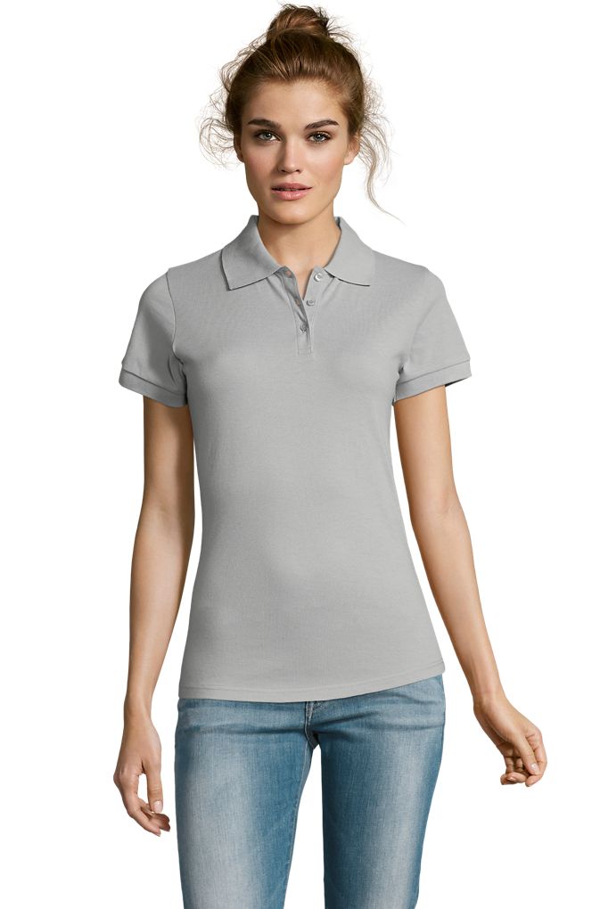 Prime Women Damen Polycotton Poloshirt Kurzarm in Farbe Pure grey