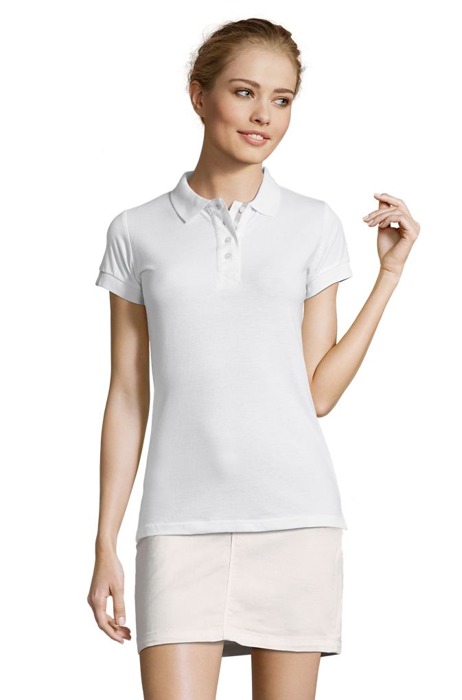 Portland Women Damen Poloshirt Kurzarm in Farbe White