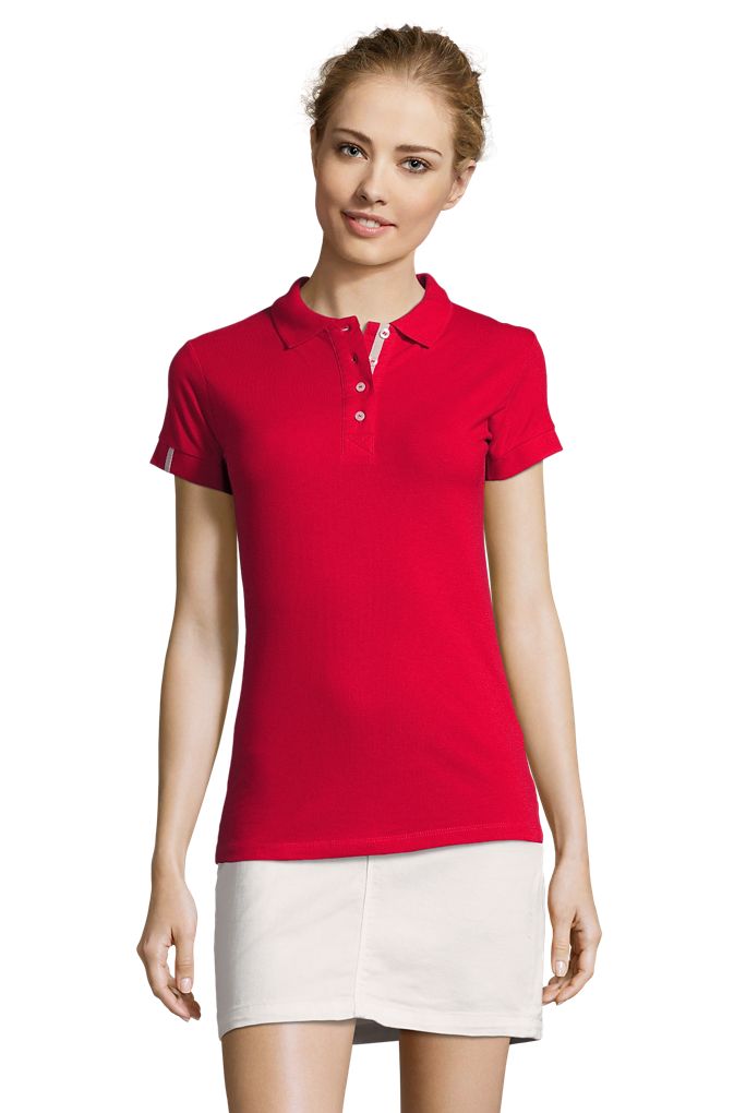 Portland Women Damen Poloshirt Kurzarm in Farbe Red