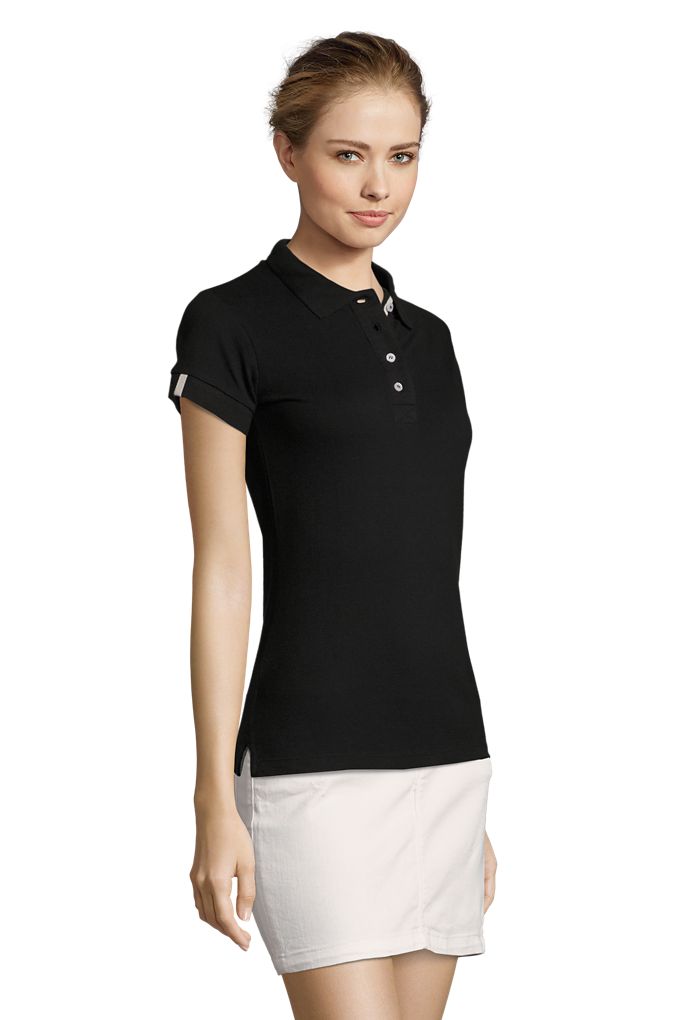 Portland Women Damen Poloshirt Kurzarm in Farbe Black