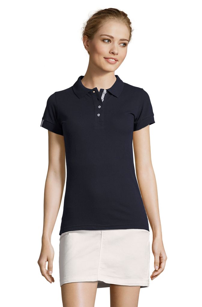 Portland Women Damen Poloshirt Kurzarm in Farbe French navy