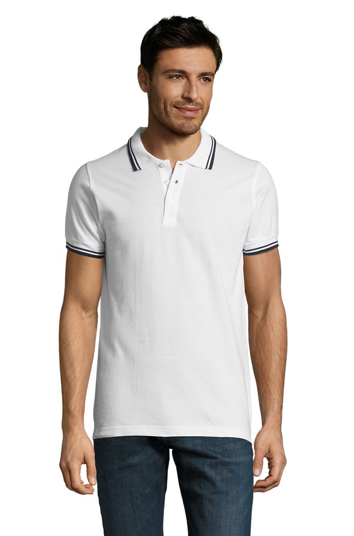 Pasadena Men Herren Poloshirt Kurzarm in Farbe White / Navy
