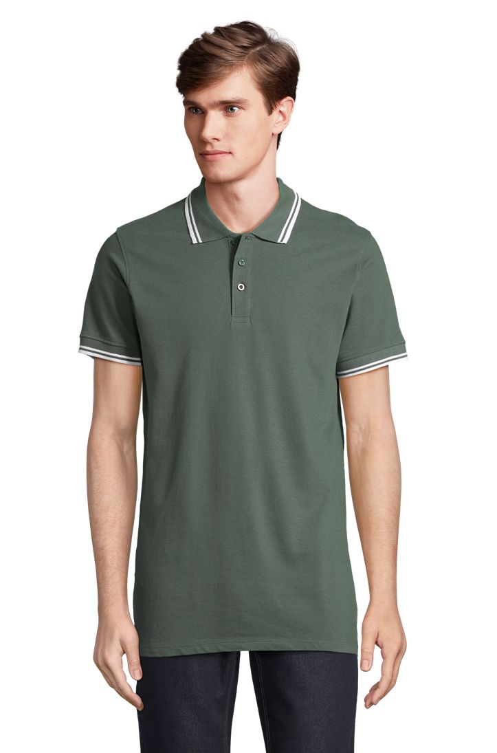 Pasadena Men Herren Poloshirt Kurzarm in Farbe Forest green / White