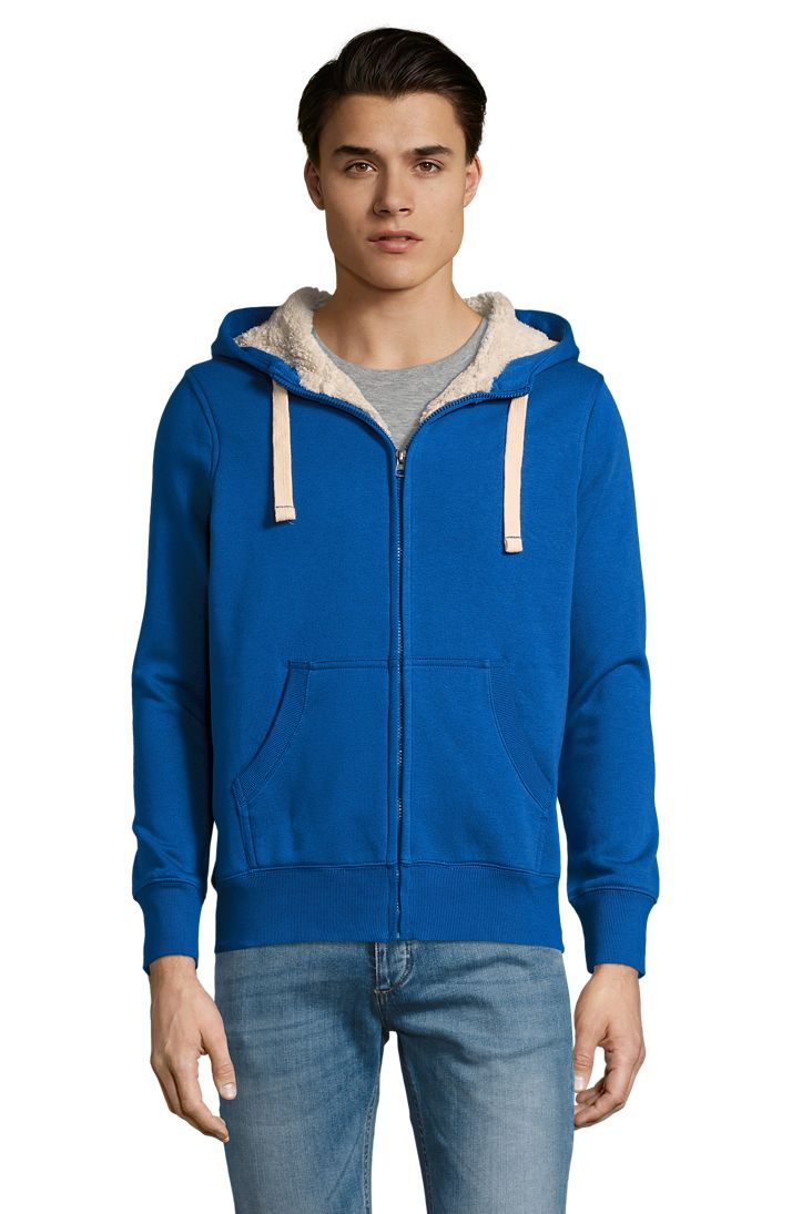 Sherpa Unisex Kapuzen-Jacke Mit "Sherpa"-Futter in Farbe Royal blue
