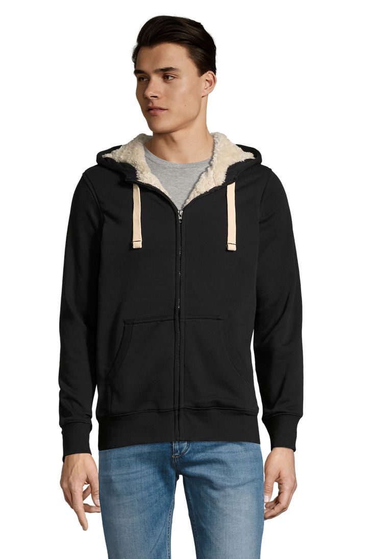 Sherpa Unisex Kapuzen-Jacke Mit "Sherpa"-Futter in Farbe Black