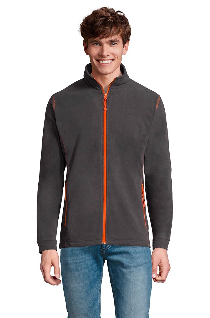 Nova Men Herren Fleece Jacke in Farbe Charcoal grey / Orange