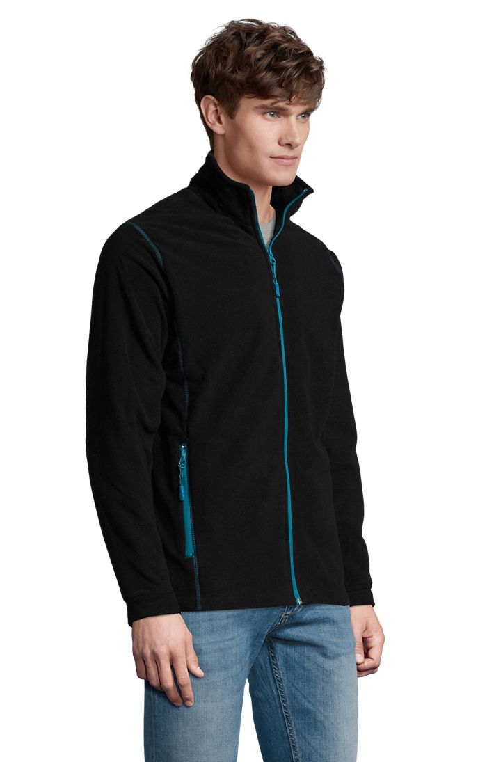 Nova Men Herren Fleece Jacke in Farbe Black / Aqua