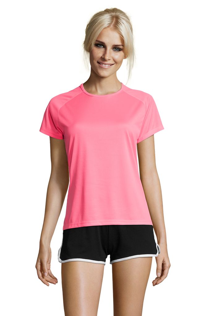 Sporty Women Damen Sport T-Shirt in Farbe Neon pink 2
